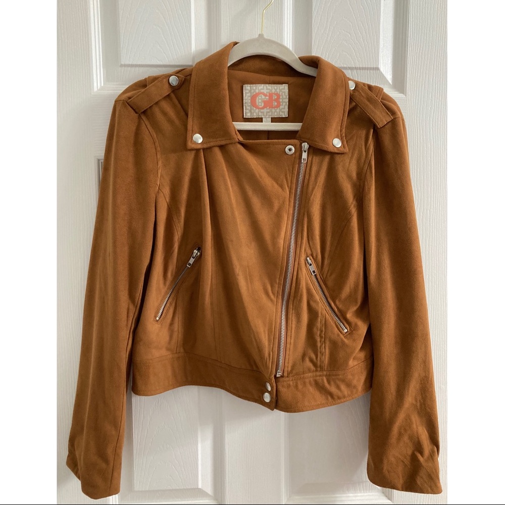 Gianni Bini Suede Cognac Moto Jacket
